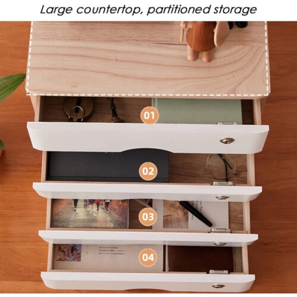Wooden Desktop Storage Box with Lockable Drawers, Multi-Tier File Organizer for Home Office, 1-4 Tiers Available